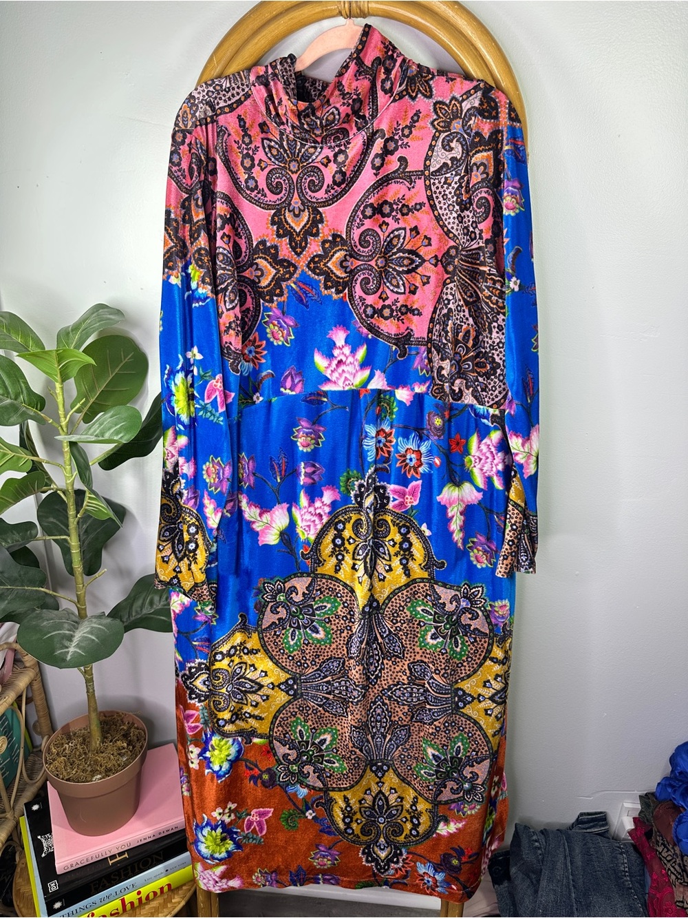 NWT Anthropologie Velvet Colorful Midi Dress sz 2X